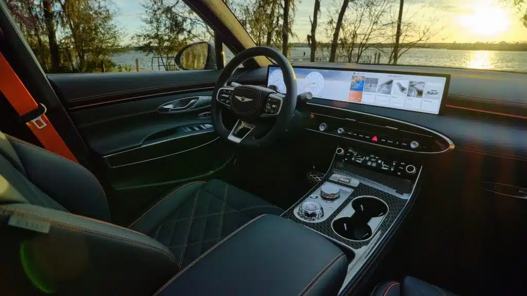 Dashboard view of Genesis GV80 showcasing advanced infotainment system
